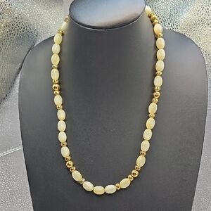 Napier Lucite Cream and Gold Tone Beaded Vintage Necklace